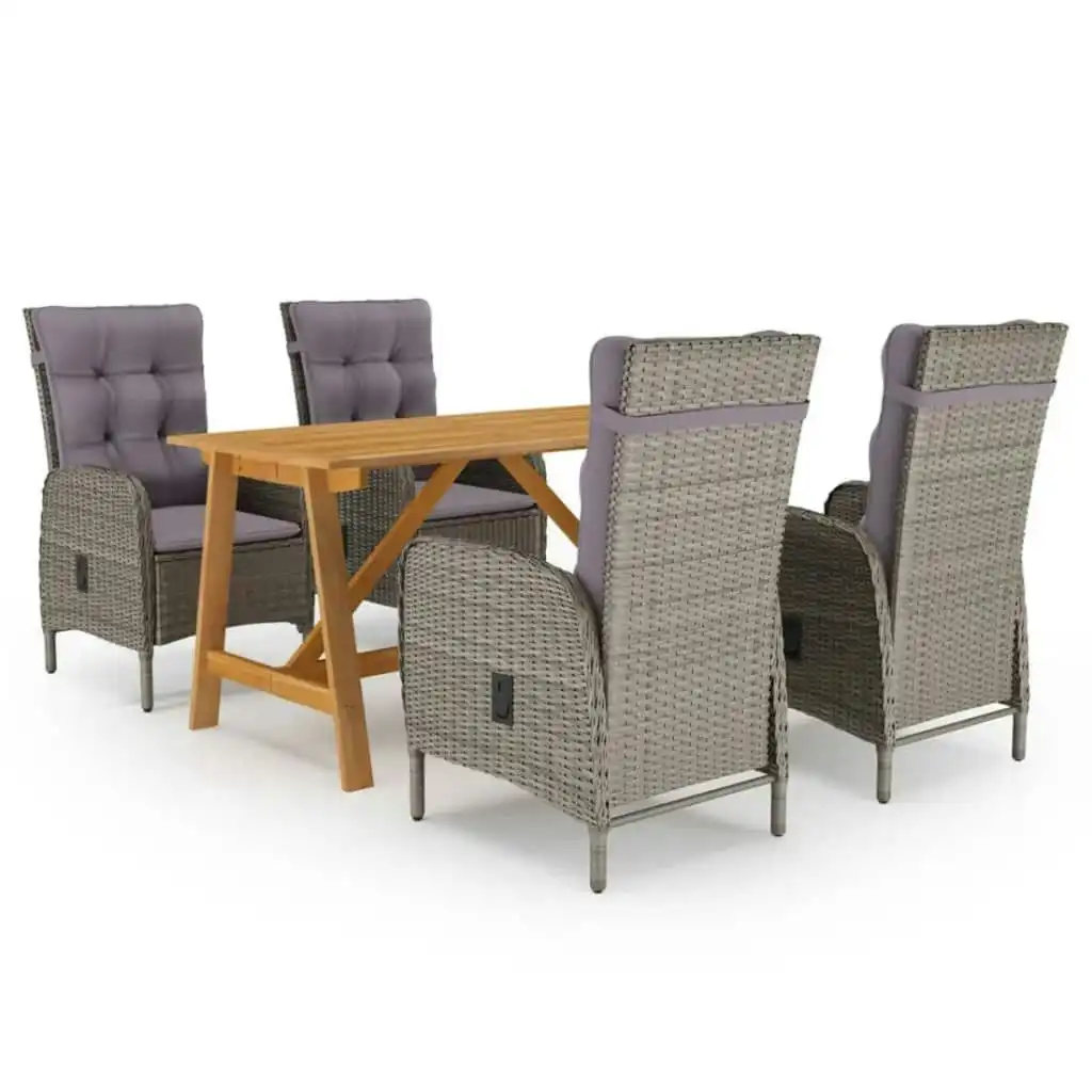 5 Piece Garden Dining Set Grey 3068741