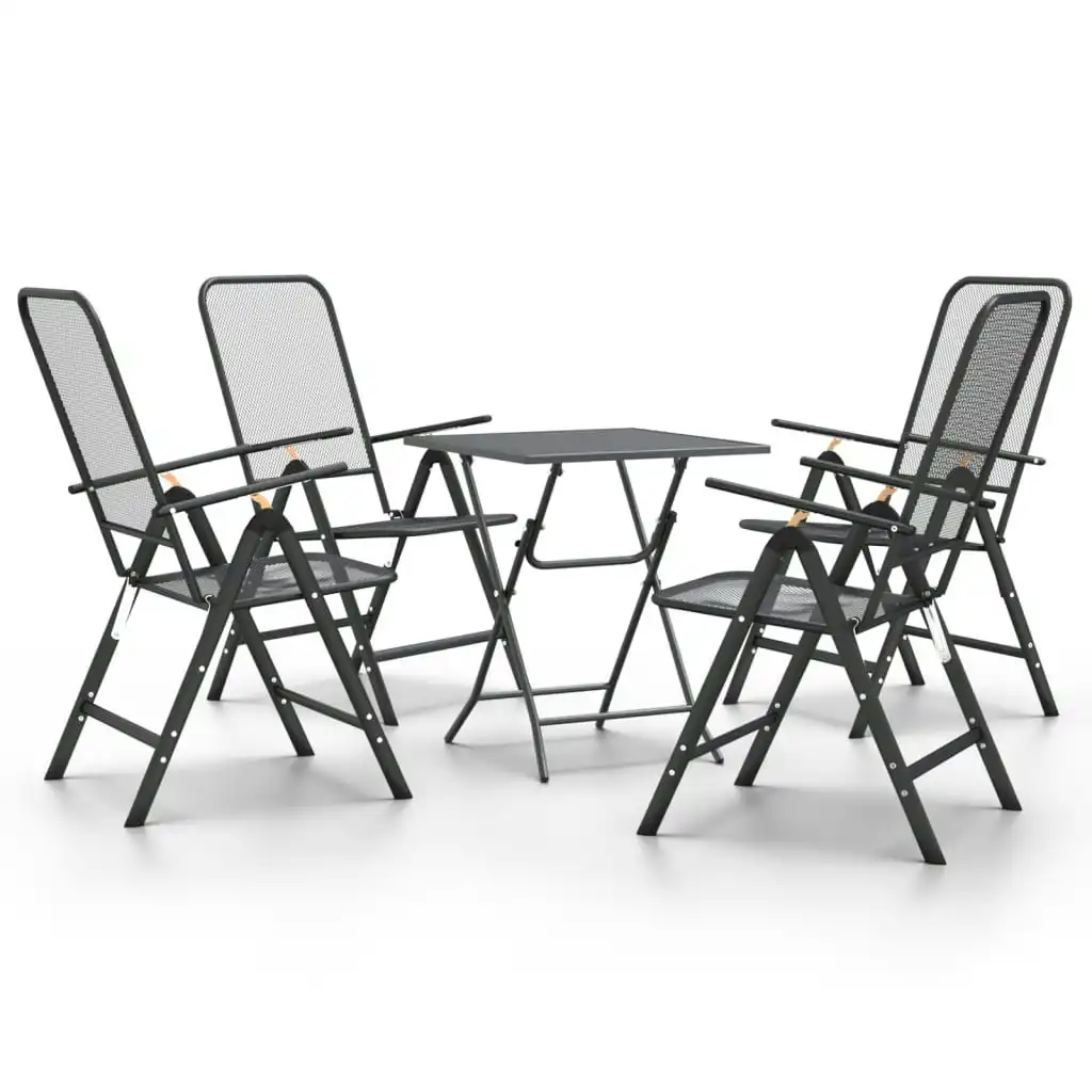 5 Piece Garden Dining Set Expanded Metal Mesh Anthracite 3084718