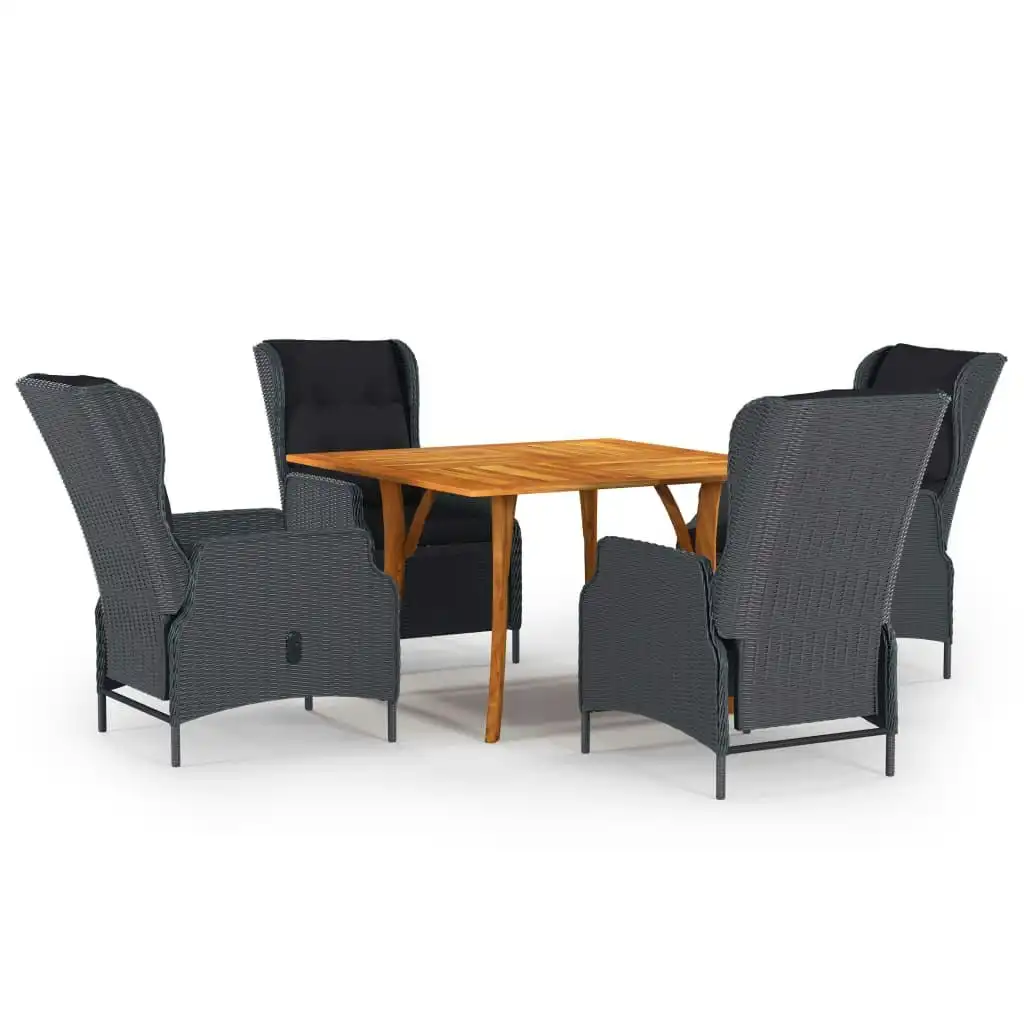 5 Piece Garden Dining Set Dark Grey 3071973