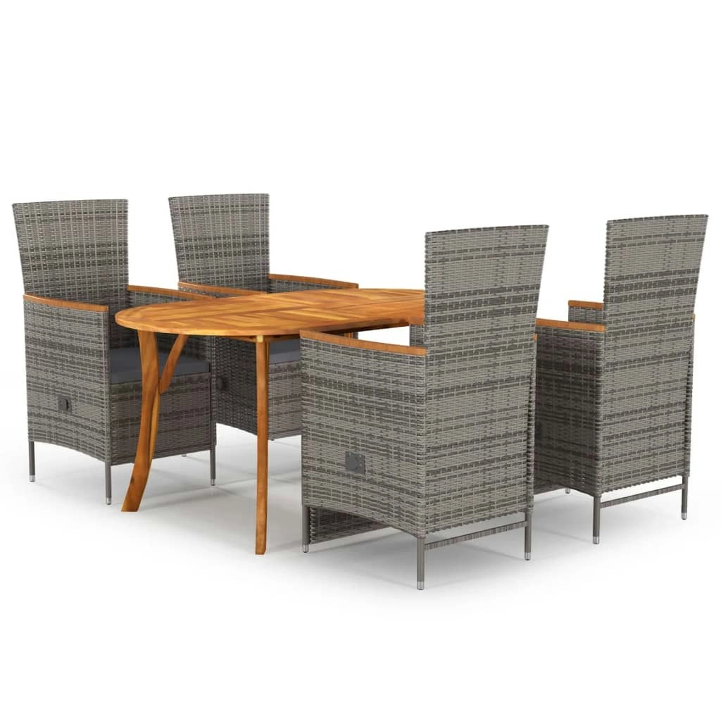 5 Piece Garden Dining Set Grey 3072021