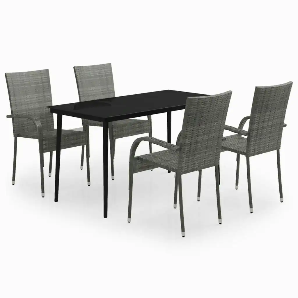 5 Piece Garden Dining Set Grey and Black 3099409