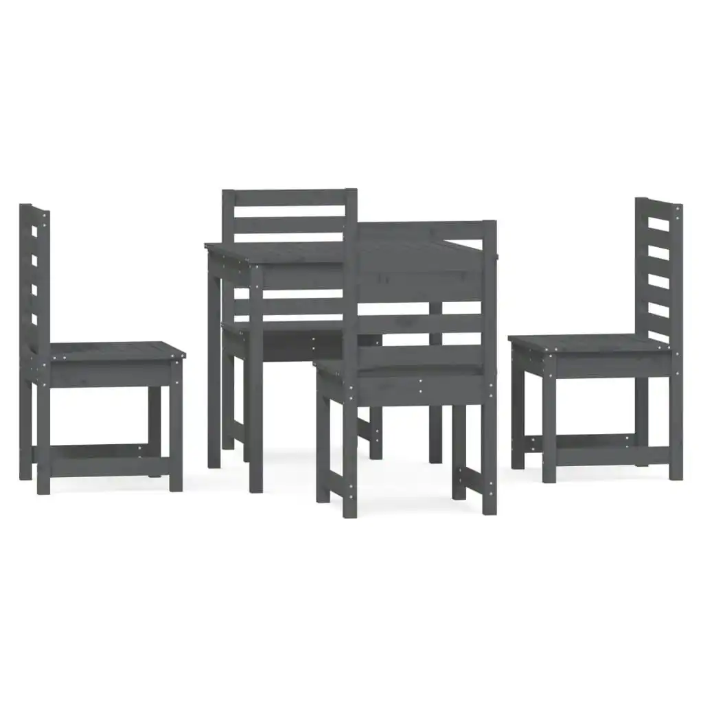 5 Piece Garden Dining Set Grey Solid Wood Pine 3154679