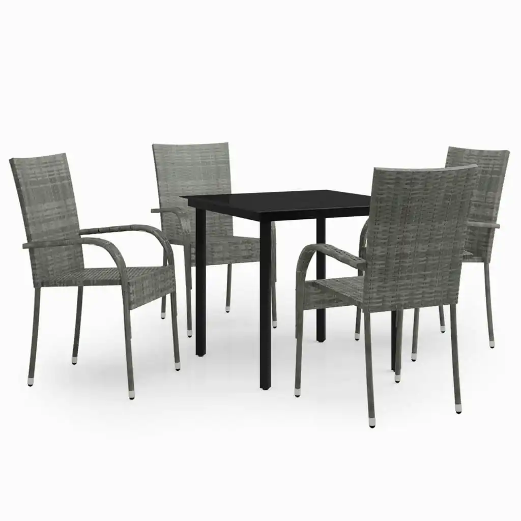 5 Piece Garden Dining Set Grey and Black 3099390