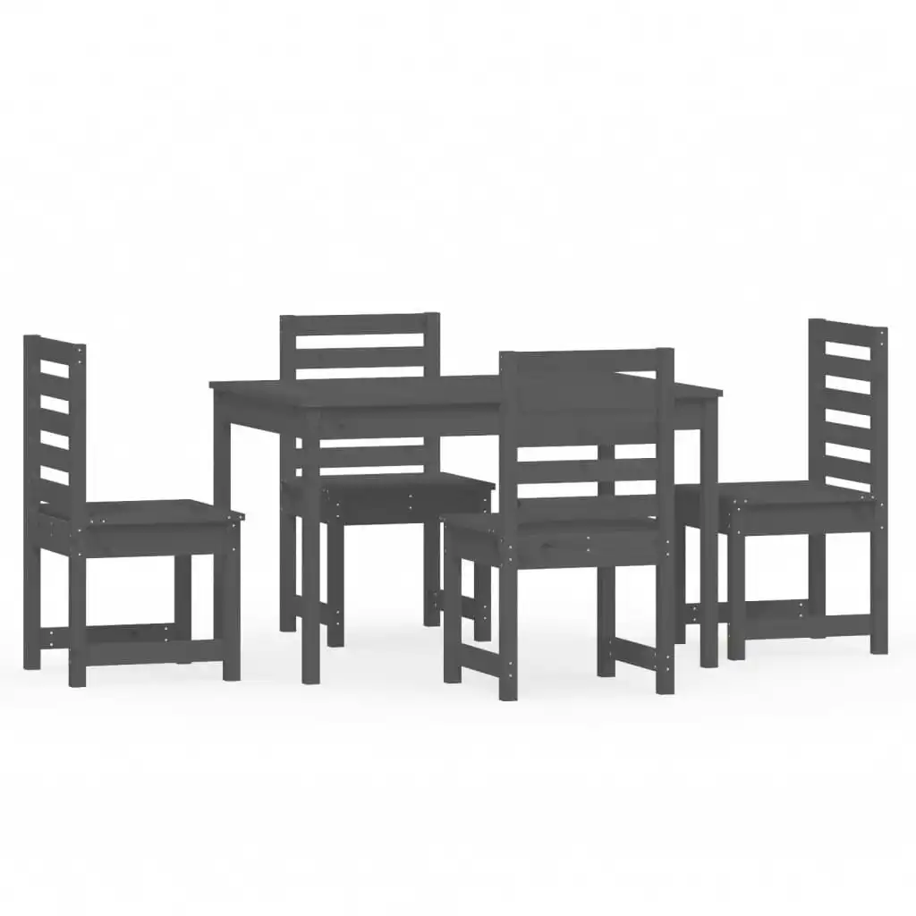 5 Piece Garden Dining Set Grey Solid Wood Pine 3154685