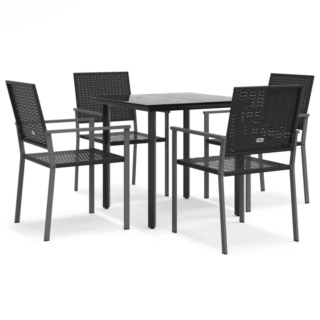 5 Piece Garden Dining Set Poly Rattan and Steel 3187020