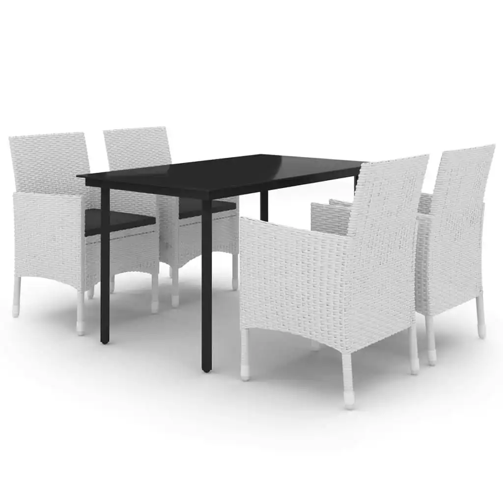 5 Piece Garden Dining Set Poly Rattan and Glass 3099699