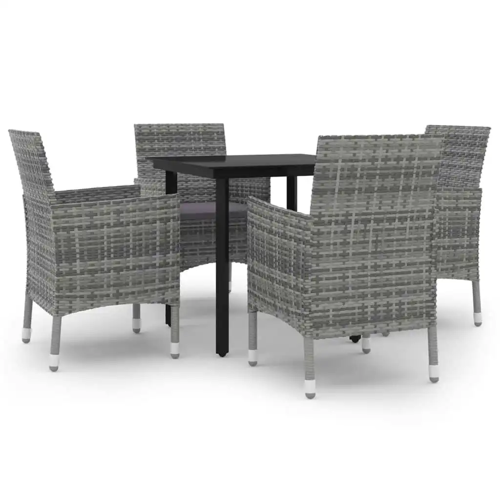 5 Piece Garden Dining Set Poly Rattan and Glass 3099692