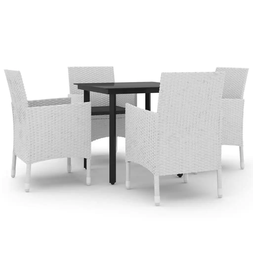 5 Piece Garden Dining Set Poly Rattan and Glass 3099698