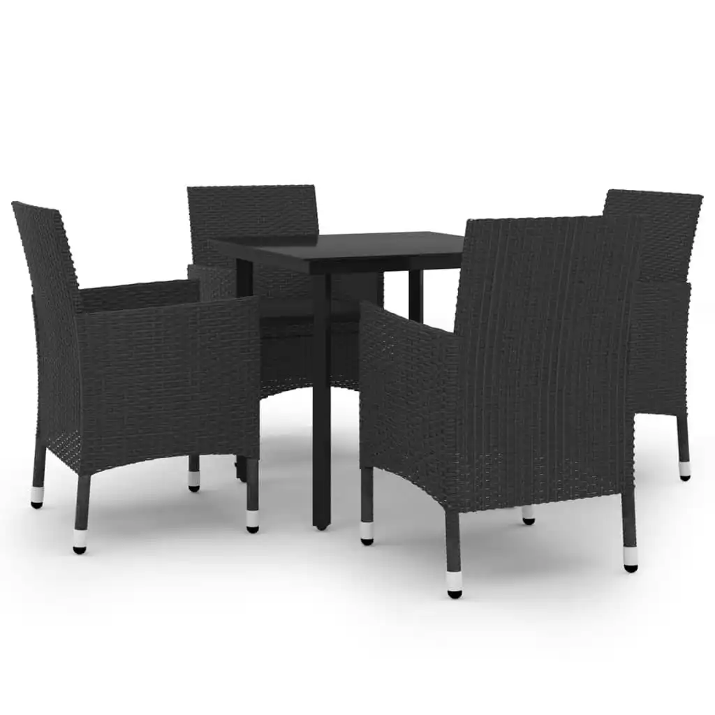 5 Piece Garden Dining Set Poly Rattan and Glass 3099686