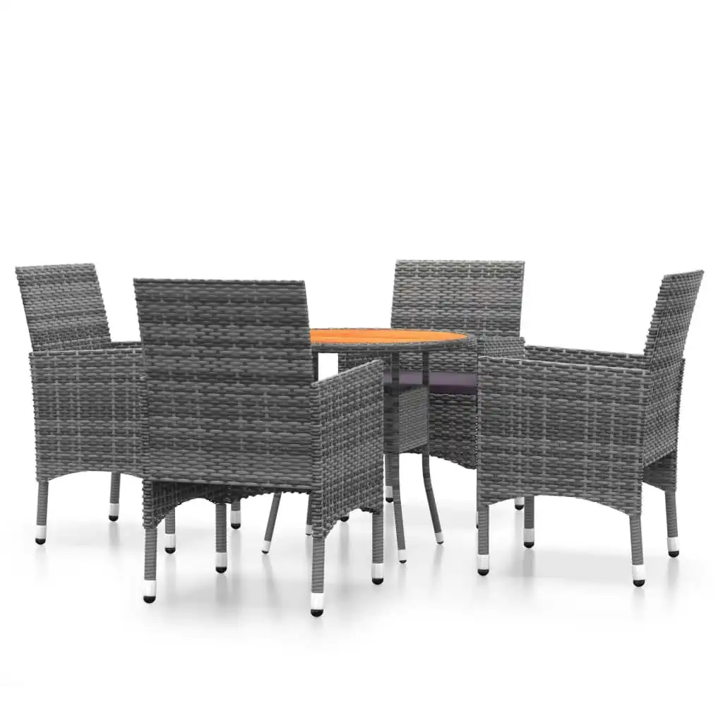 5 Piece Garden Dining Set Poly Rattan Grey 3058493