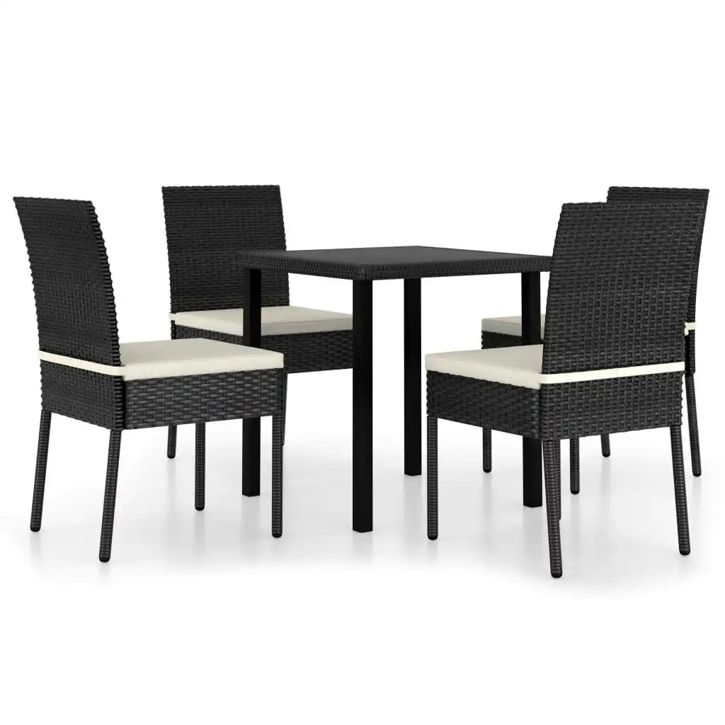 5 Piece Garden Dining Set Poly Rattan Black 3065694