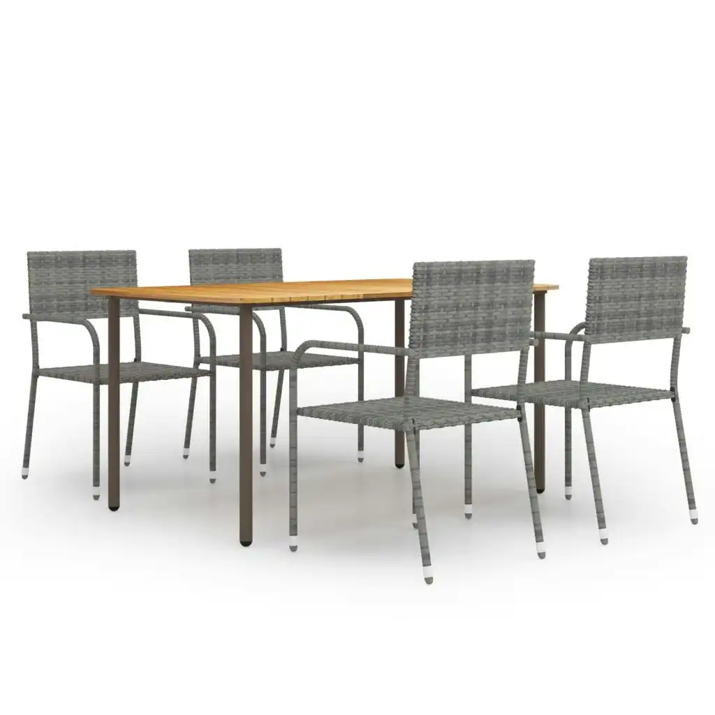 5 Piece Garden Dining Set Poly Rattan Anthracite 3072498