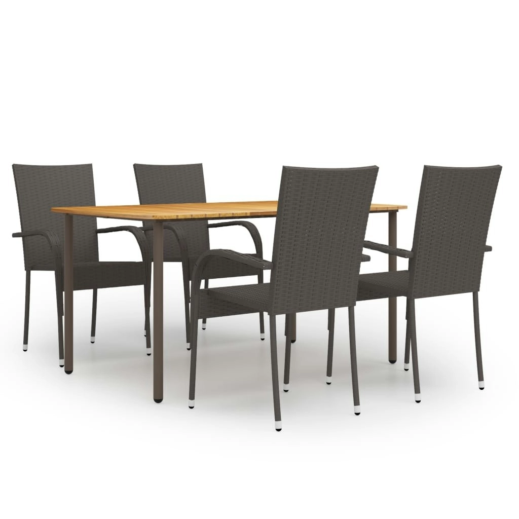 5 Piece Garden Dining Set Poly Rattan Brown 3072491