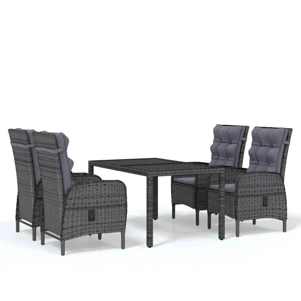 5 Piece Garden Dining Set Poly Rattan Grey 3058502