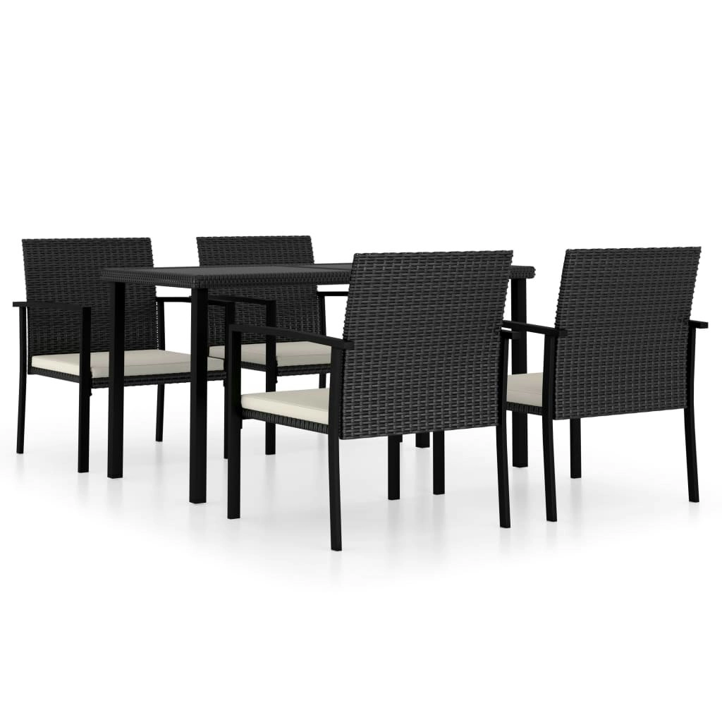 5 Piece Garden Dining Set Poly Rattan Black 3065707