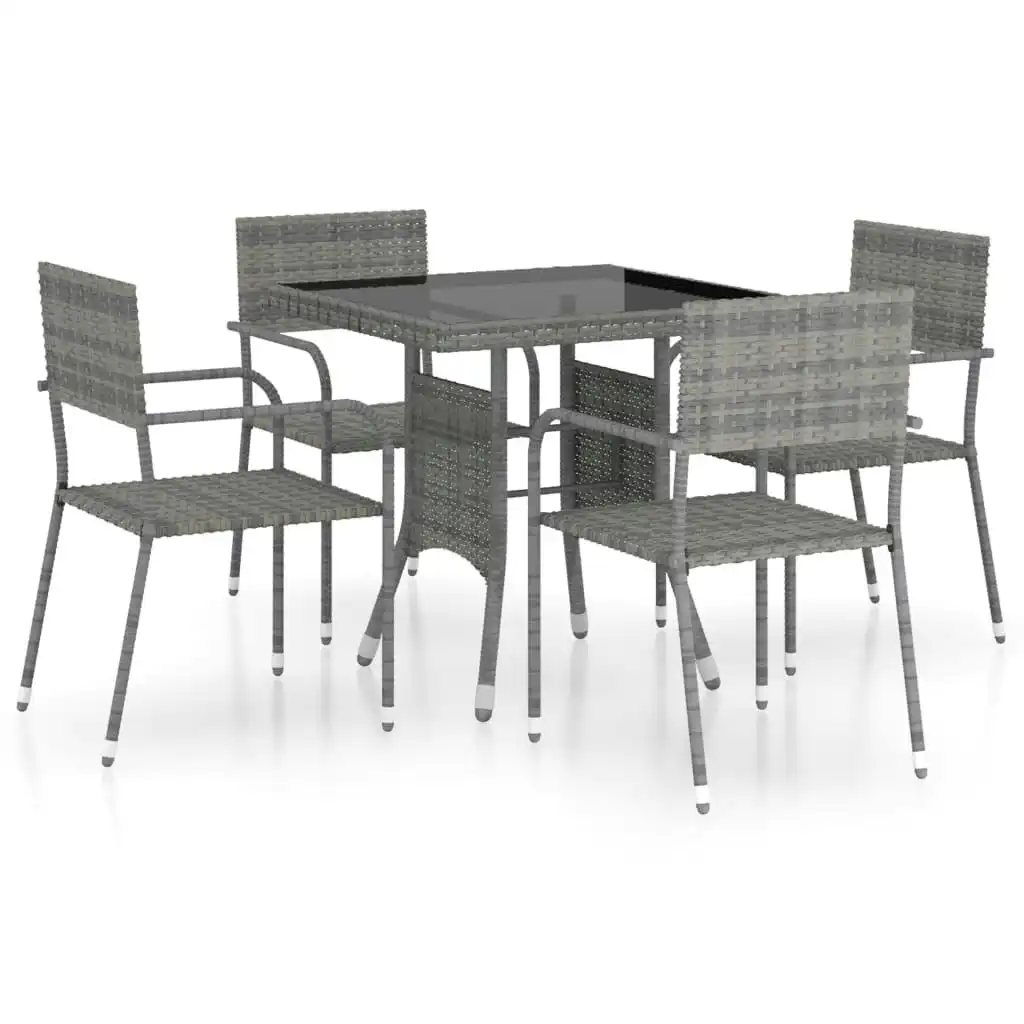 5 Piece Garden Dining Set Poly Rattan Grey 3059443