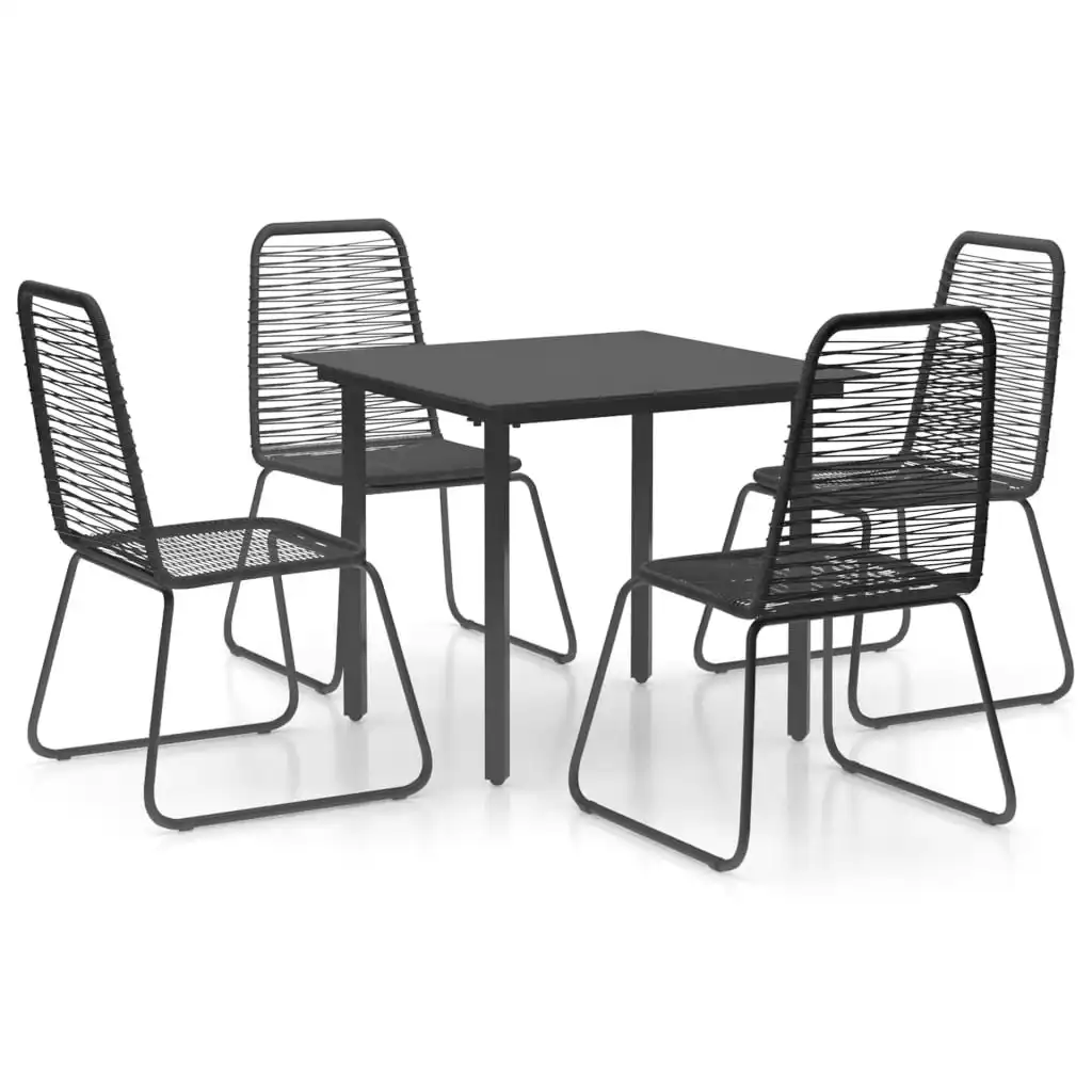 5 Piece Garden Dining Set PVC Rattan Black 3060131