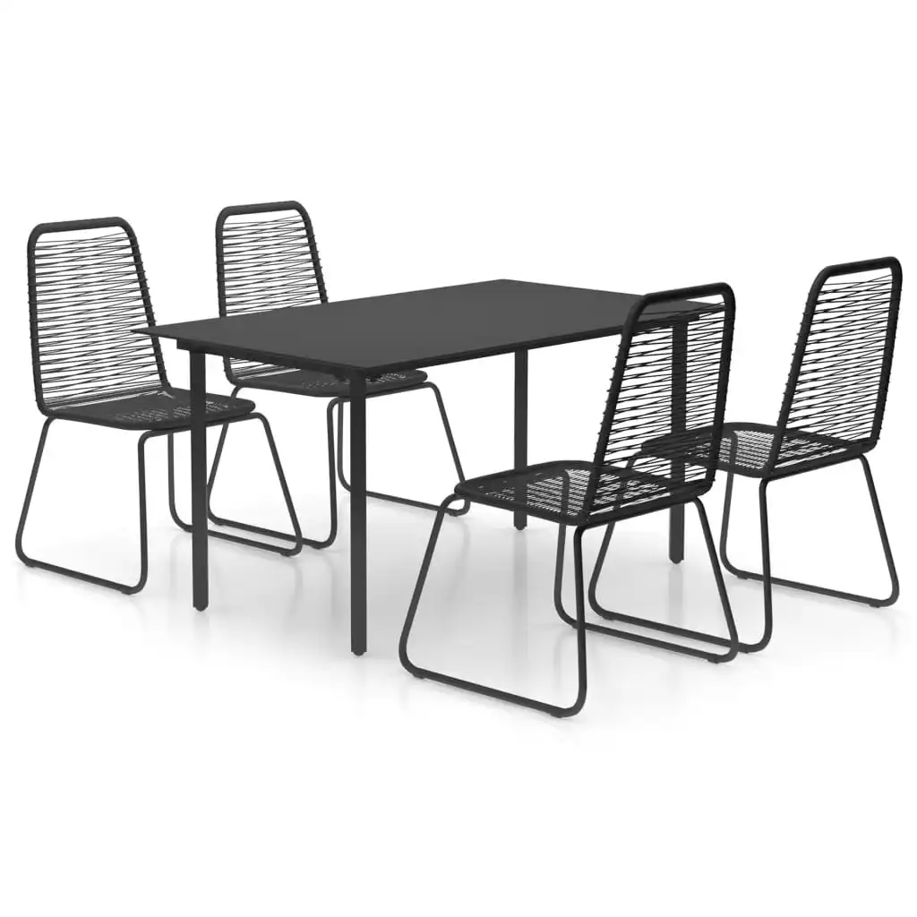 5 Piece Garden Dining Set PVC Rattan Black 3060132