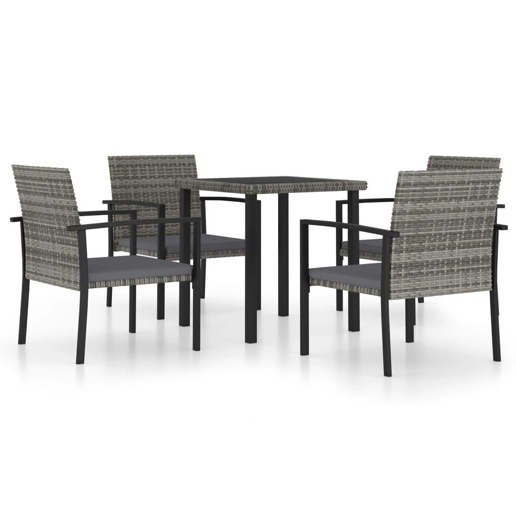 5 Piece Garden Dining Set Poly Rattan Grey 3065712