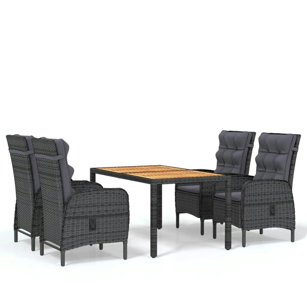 5 Piece Garden Dining Set Poly Rattan Grey 3058503