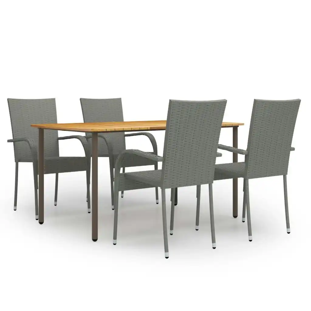 5 Piece Garden Dining Set Poly Rattan Grey 3072493