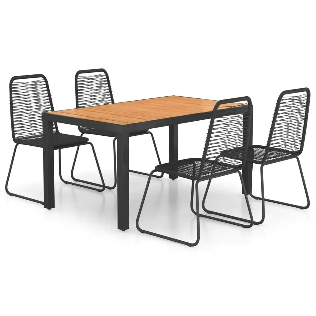 5 Piece Garden Dining Set PVC Rattan Black and Brown 3060126