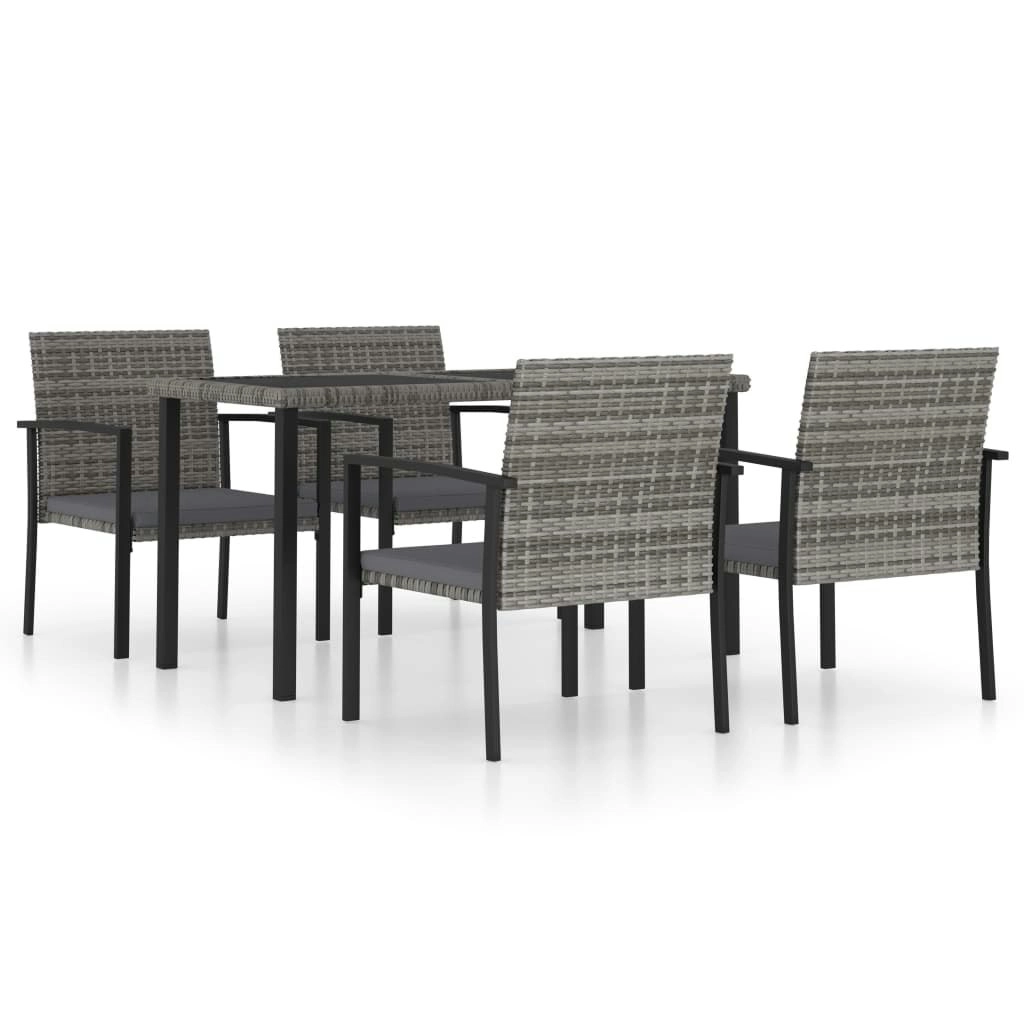 5 Piece Garden Dining Set Poly Rattan Grey 3065713