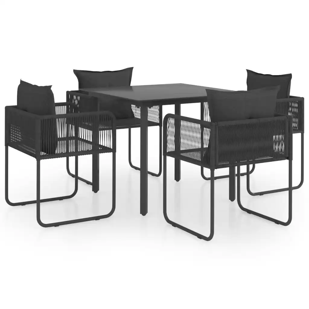 5 Piece Garden Dining Set PVC Rattan Black 3060095