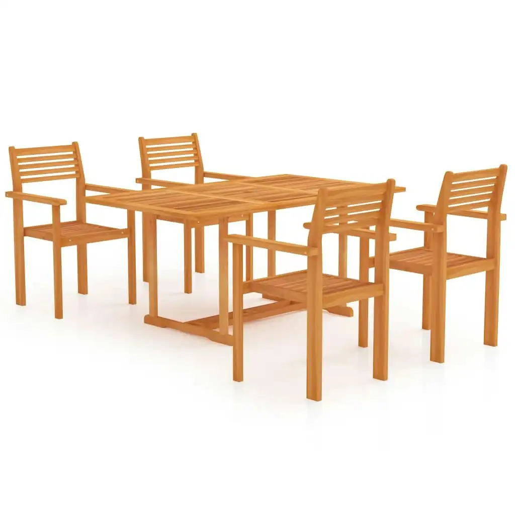 5 Piece Garden Dining Set Solid Teak Wood 3059547