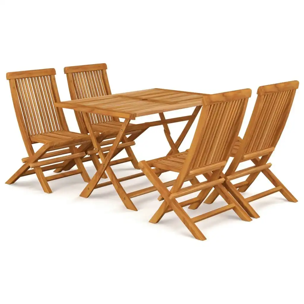 5 Piece Garden Dining Set Solid Teak Wood 3059601