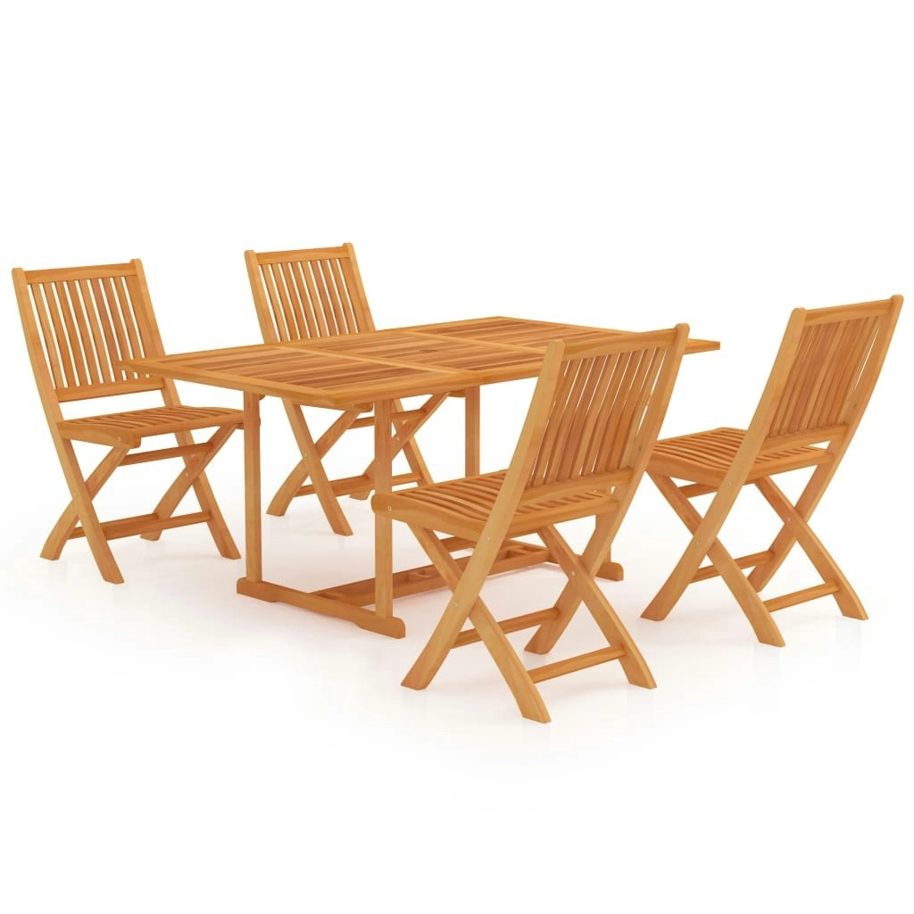 5 Piece Garden Dining Set Solid Teak Wood 3059551