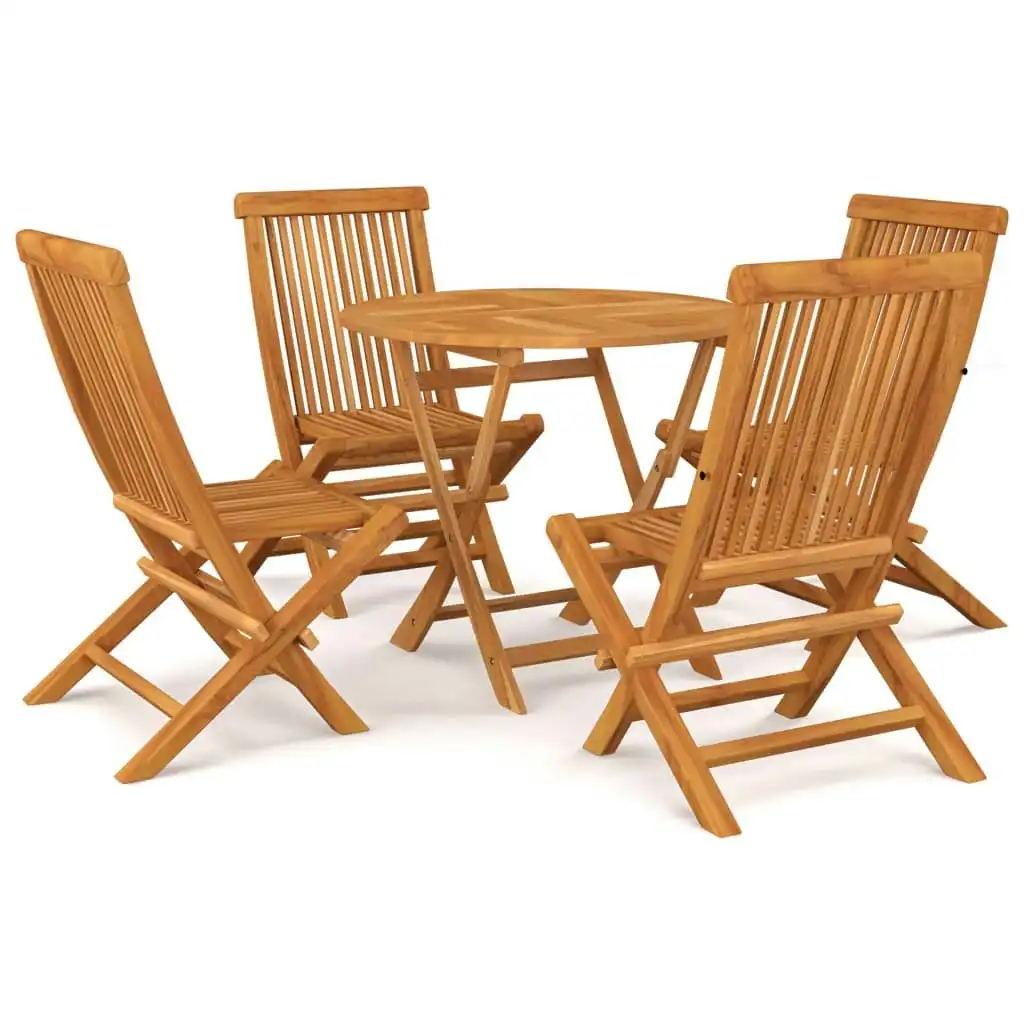 5 Piece Garden Dining Set Solid Teak Wood 3059579