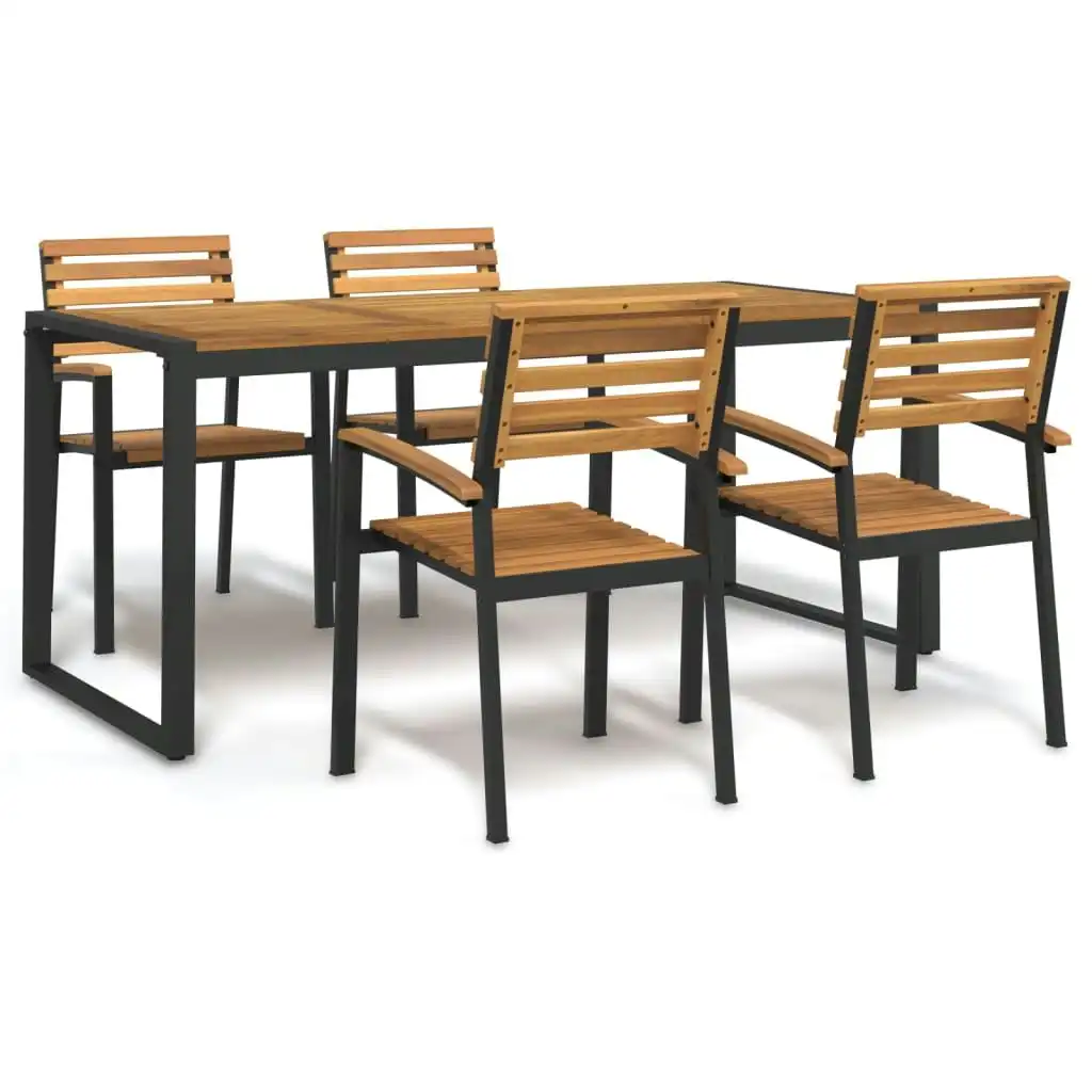 5 Piece Garden Dining Set Solid Wood Acacia and Metal 3155410