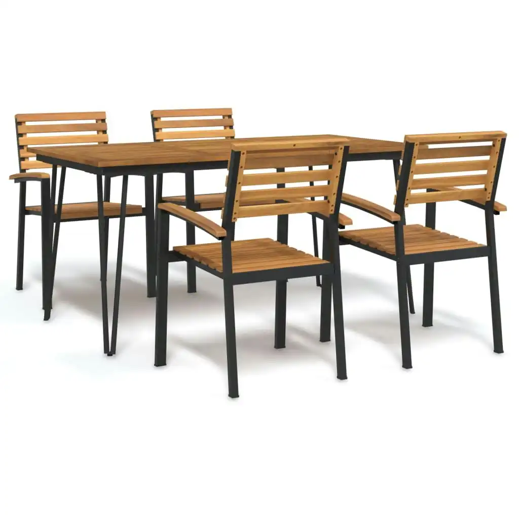 5 Piece Garden Dining Set Solid Wood Acacia and Metal 3155416