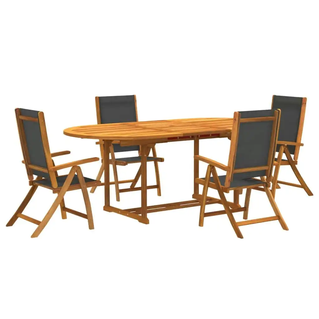 5 Piece Garden Dining Set Solid Wood Acacia and Textilene 3279258