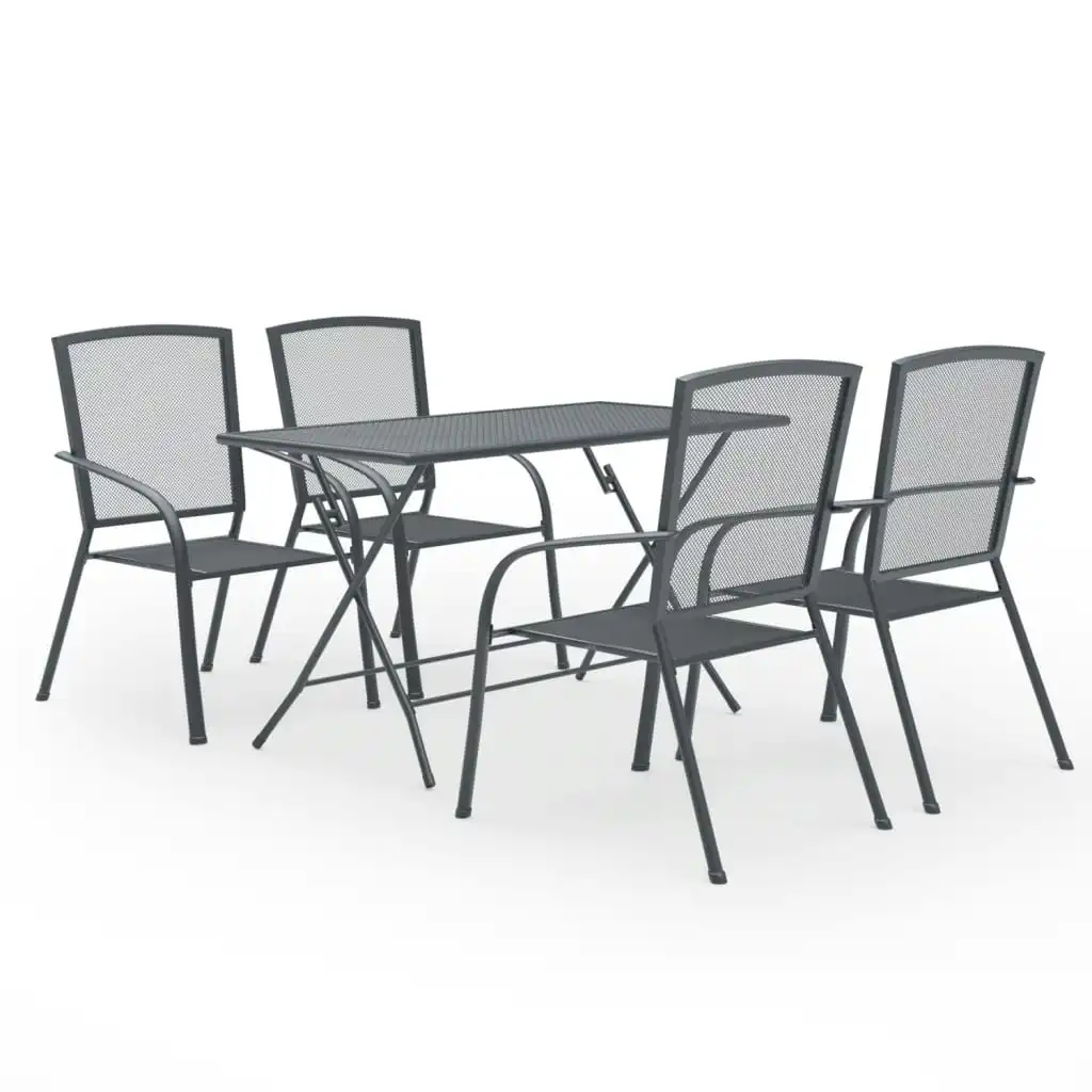 5 Piece Garden Dining Set Steel Anthracite 3074490