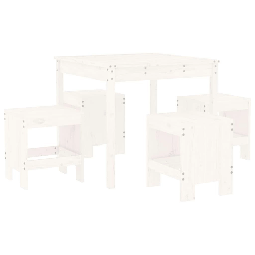 5 Piece Garden Dining Set White Solid Wood Pine 3157710