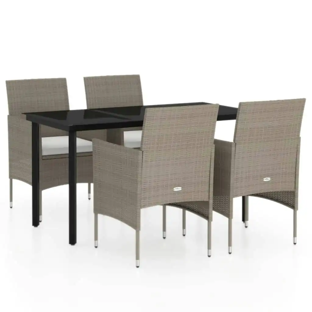 5 Piece Garden Dining Set with Cushions Beige and Black 3099295