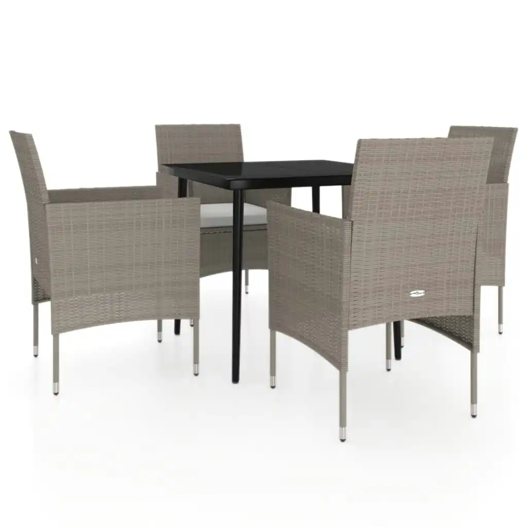 5 Piece Garden Dining Set with Cushions Beige and Black 3099318