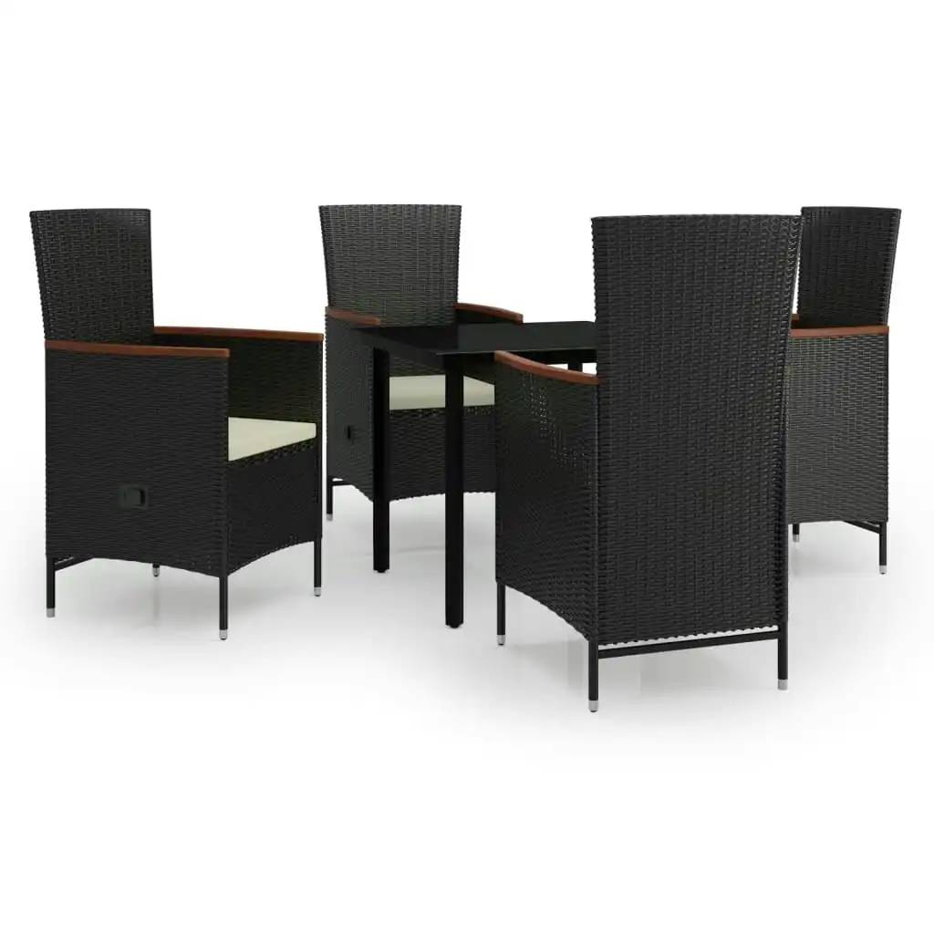 5 Piece Garden Dining Set with Cushions Black 3099426