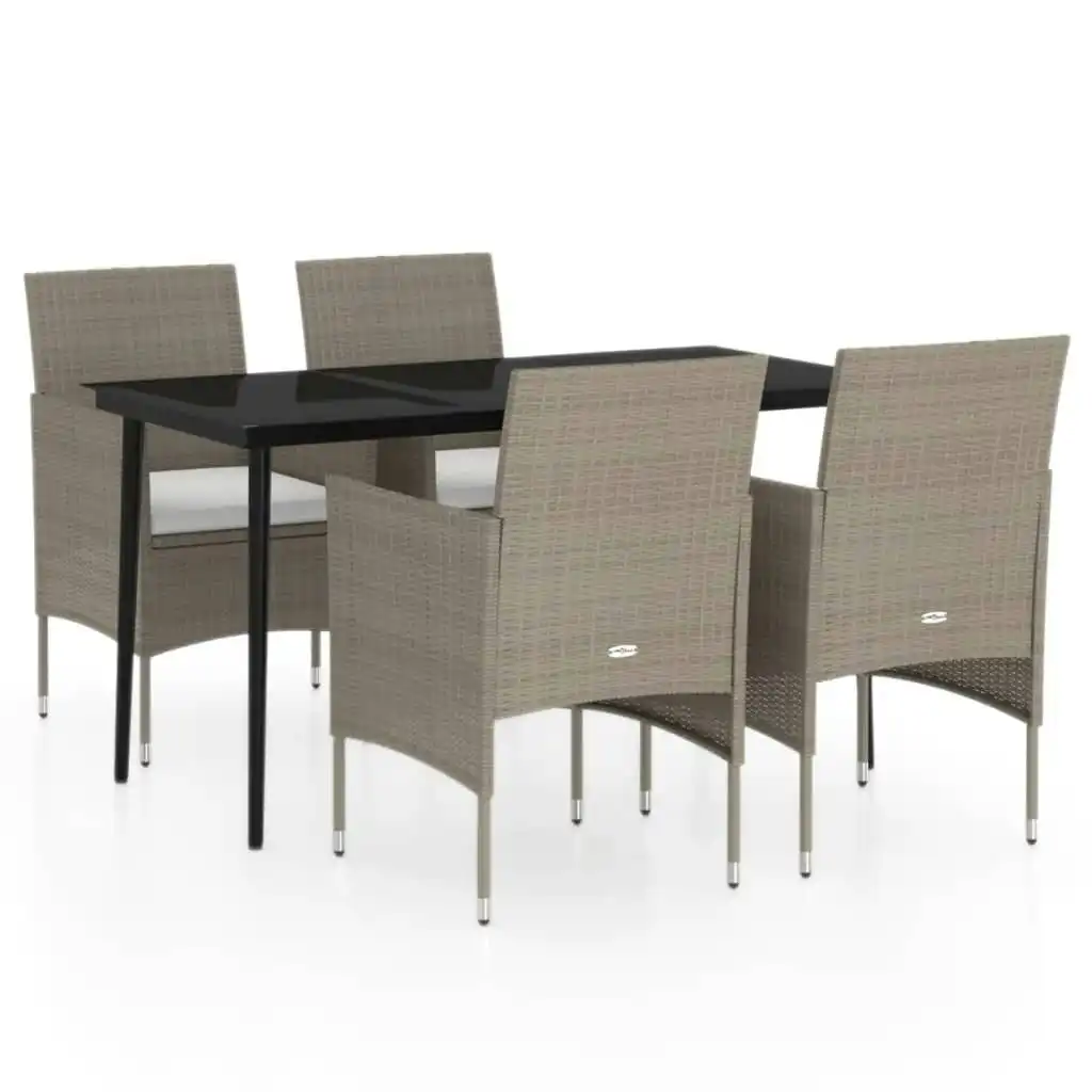 5 Piece Garden Dining Set with Cushions Beige and Black 3099319