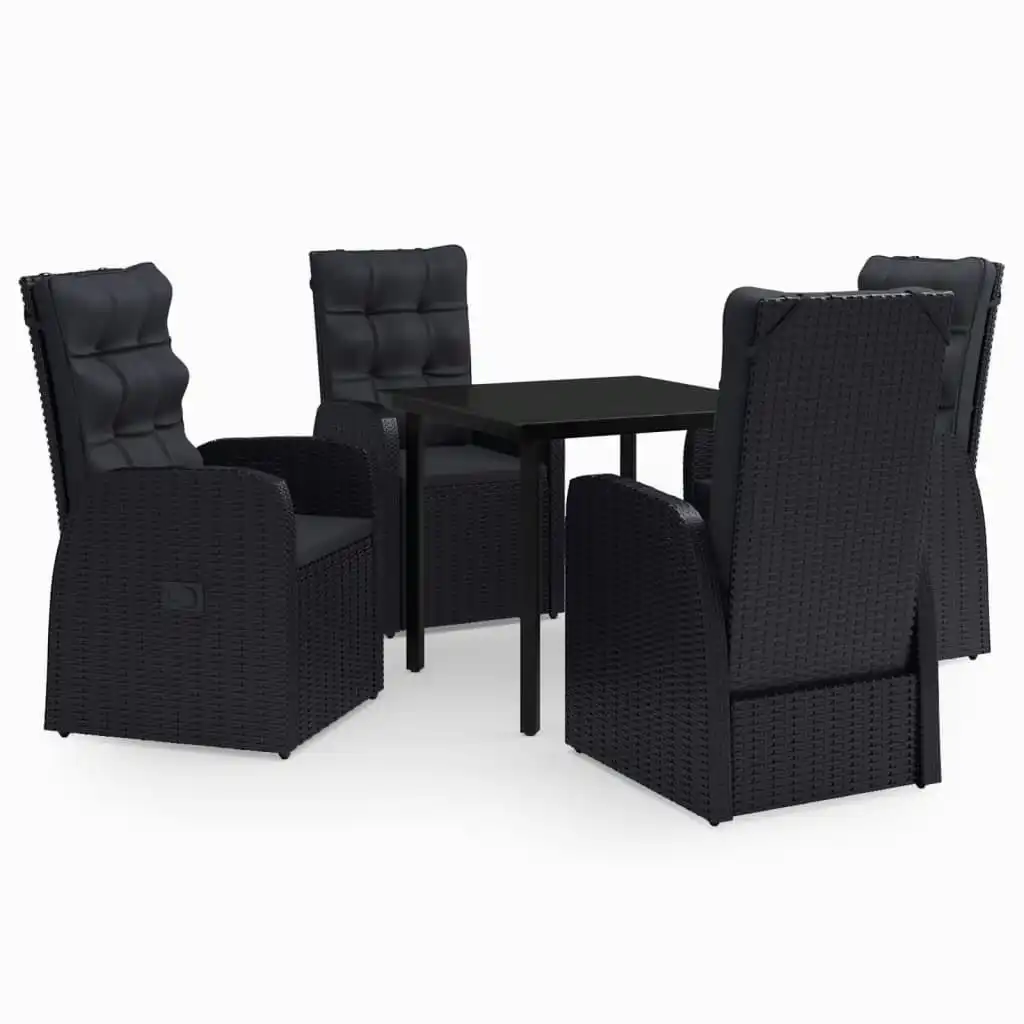 5 Piece Garden Dining Set with Cushions Black 3099480