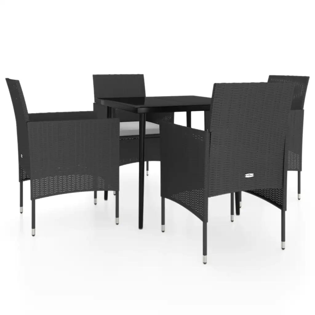 5 Piece Garden Dining Set with Cushions Black 3099306