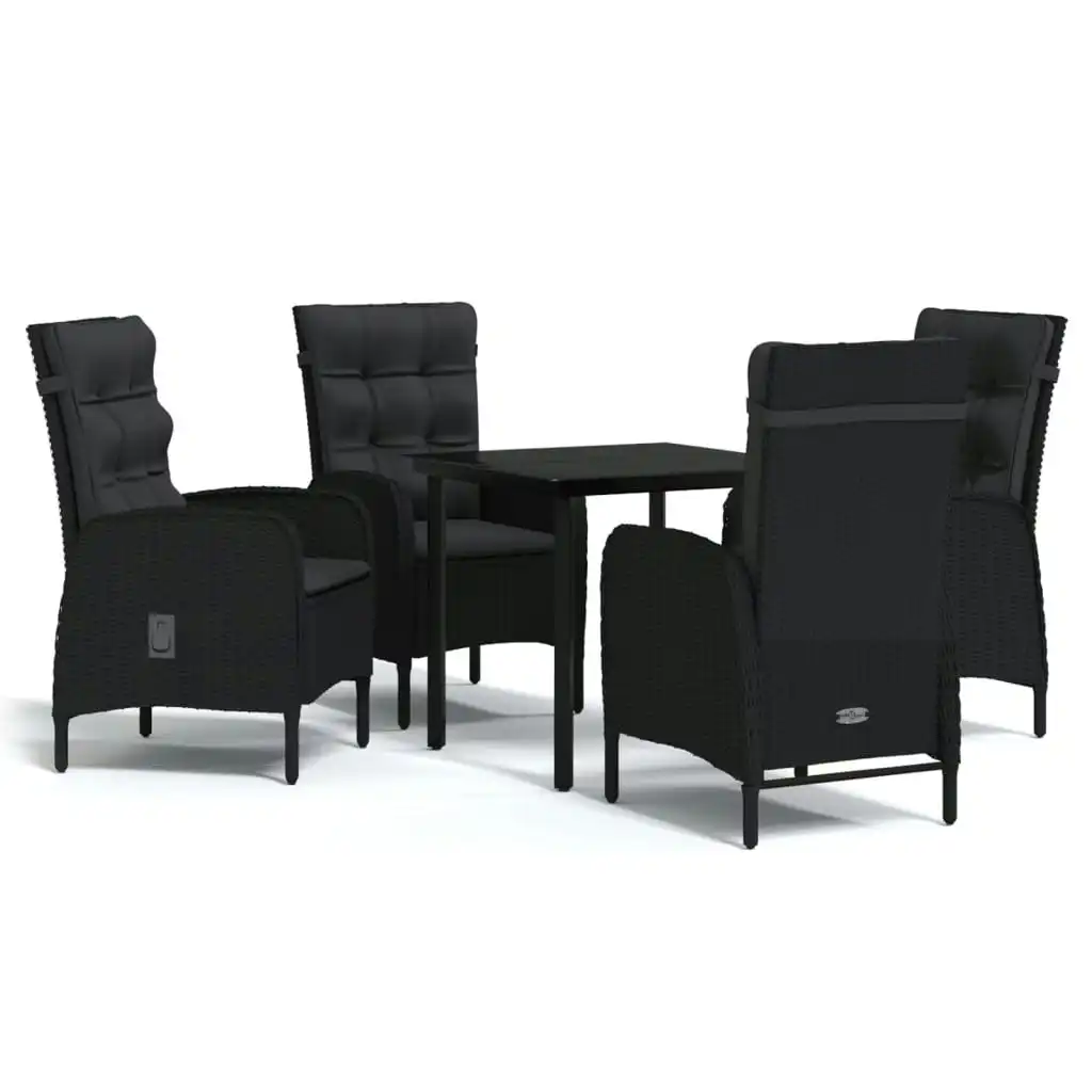 5 Piece Garden Dining Set with Cushions Black 3099354