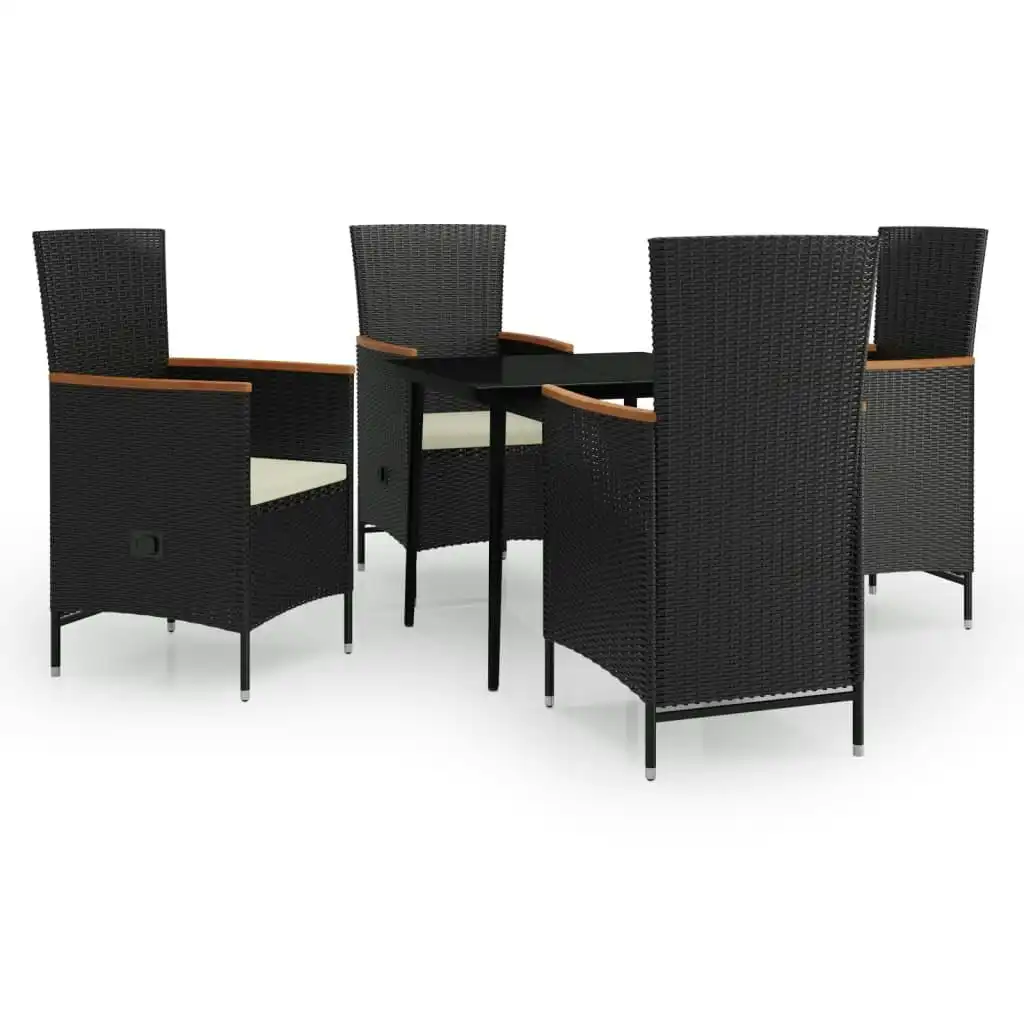 5 Piece Garden Dining Set with Cushions Black 3099444