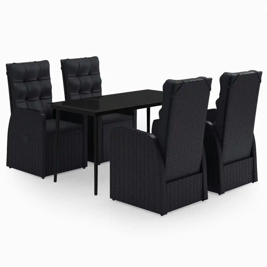 5 Piece Garden Dining Set with Cushions Black 3099493