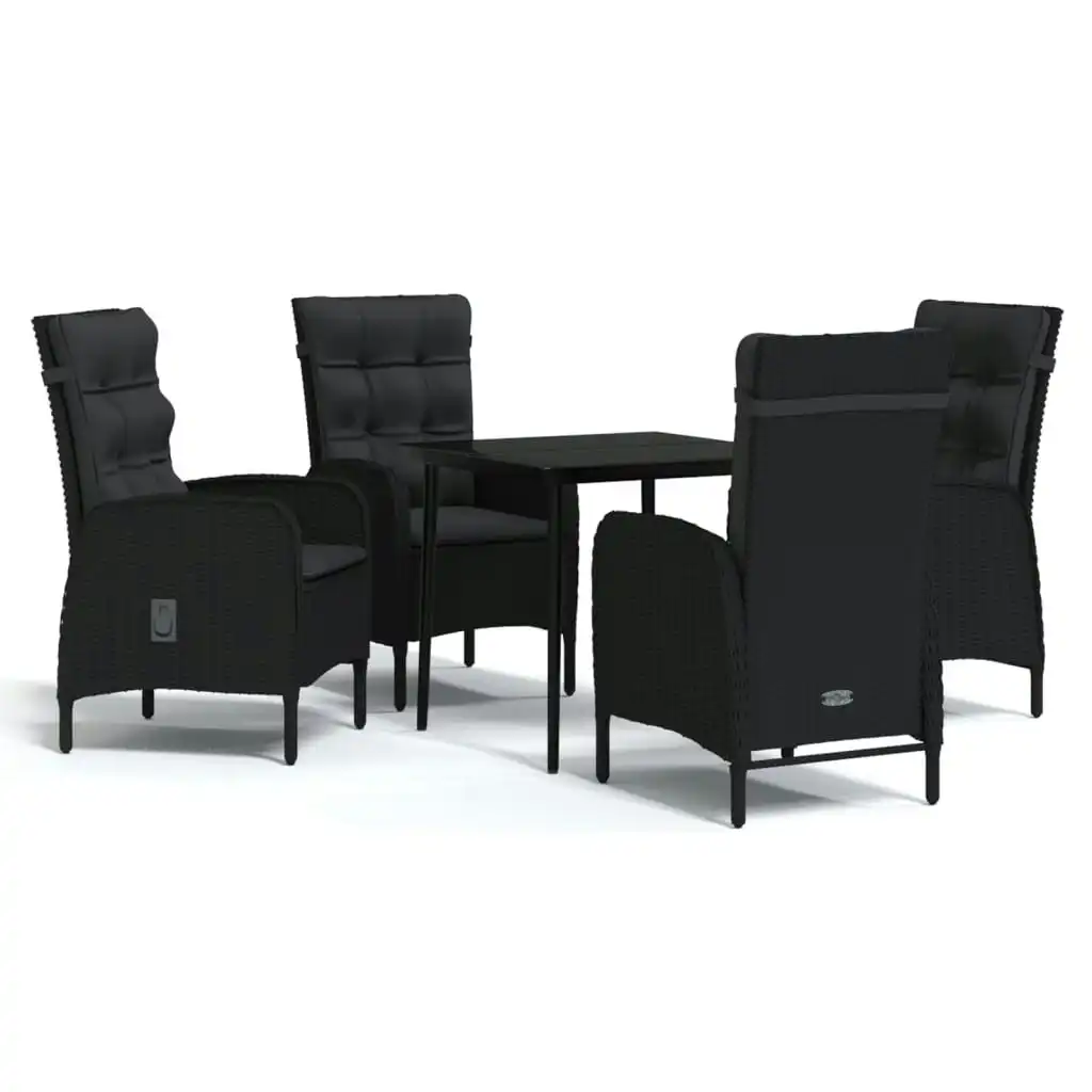 5 Piece Garden Dining Set with Cushions Black 3099367