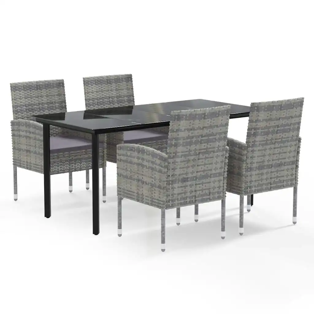 5 Piece Garden Dining Set with Cushions Anthracite Poly Rattan 3156770