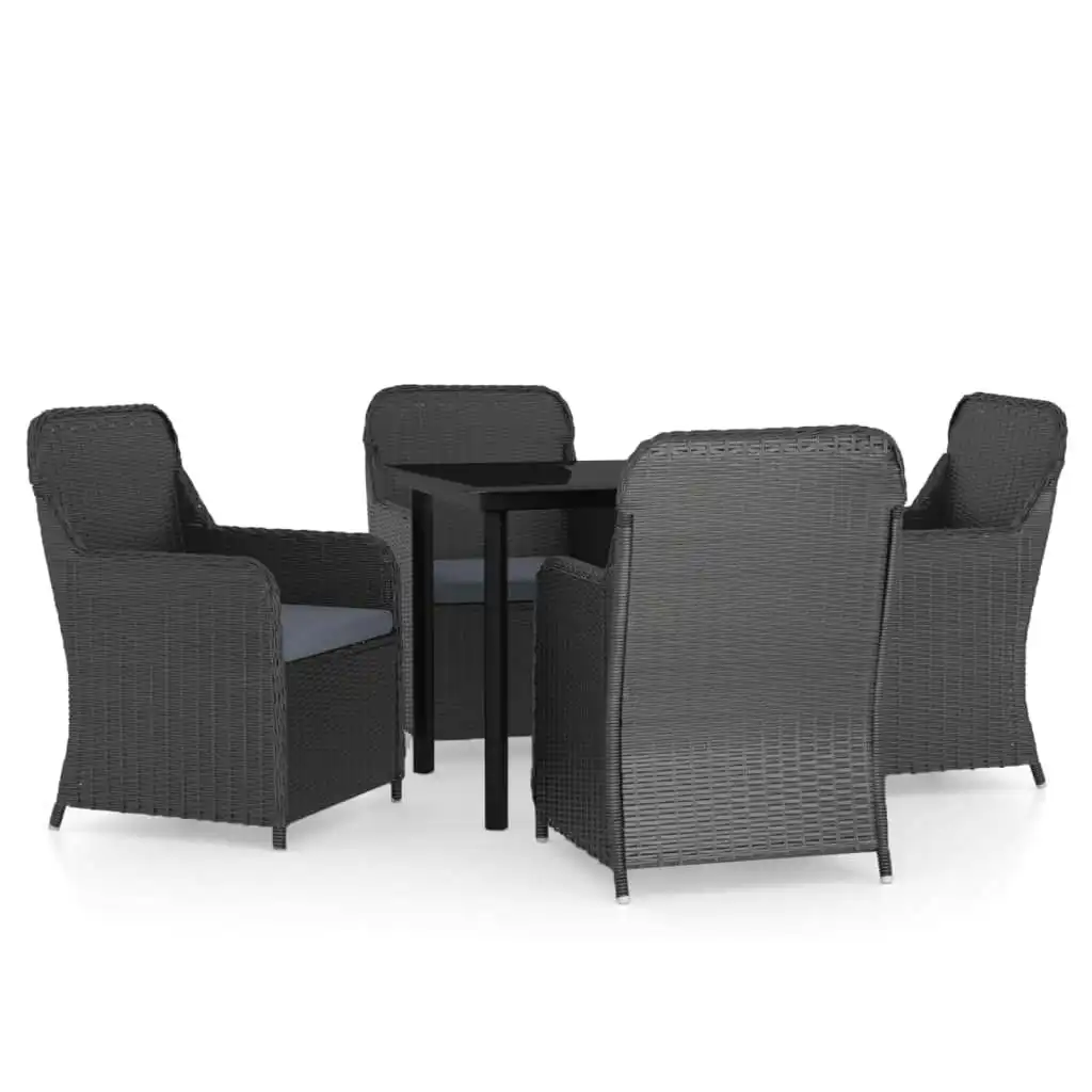 5 Piece Garden Dining Set with Cushions Black 3099530