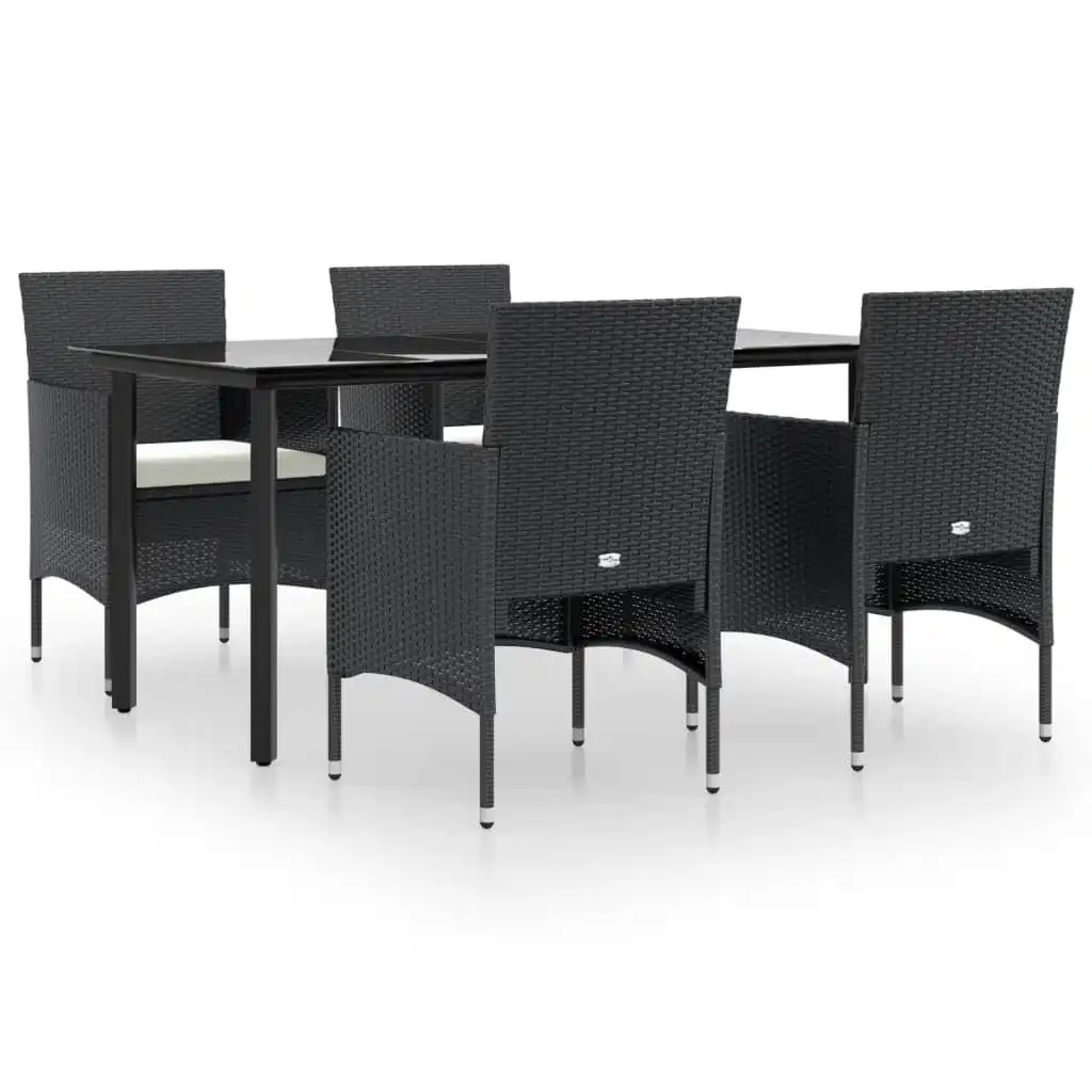 5 Piece Garden Dining Set with Cushions Black 3156600